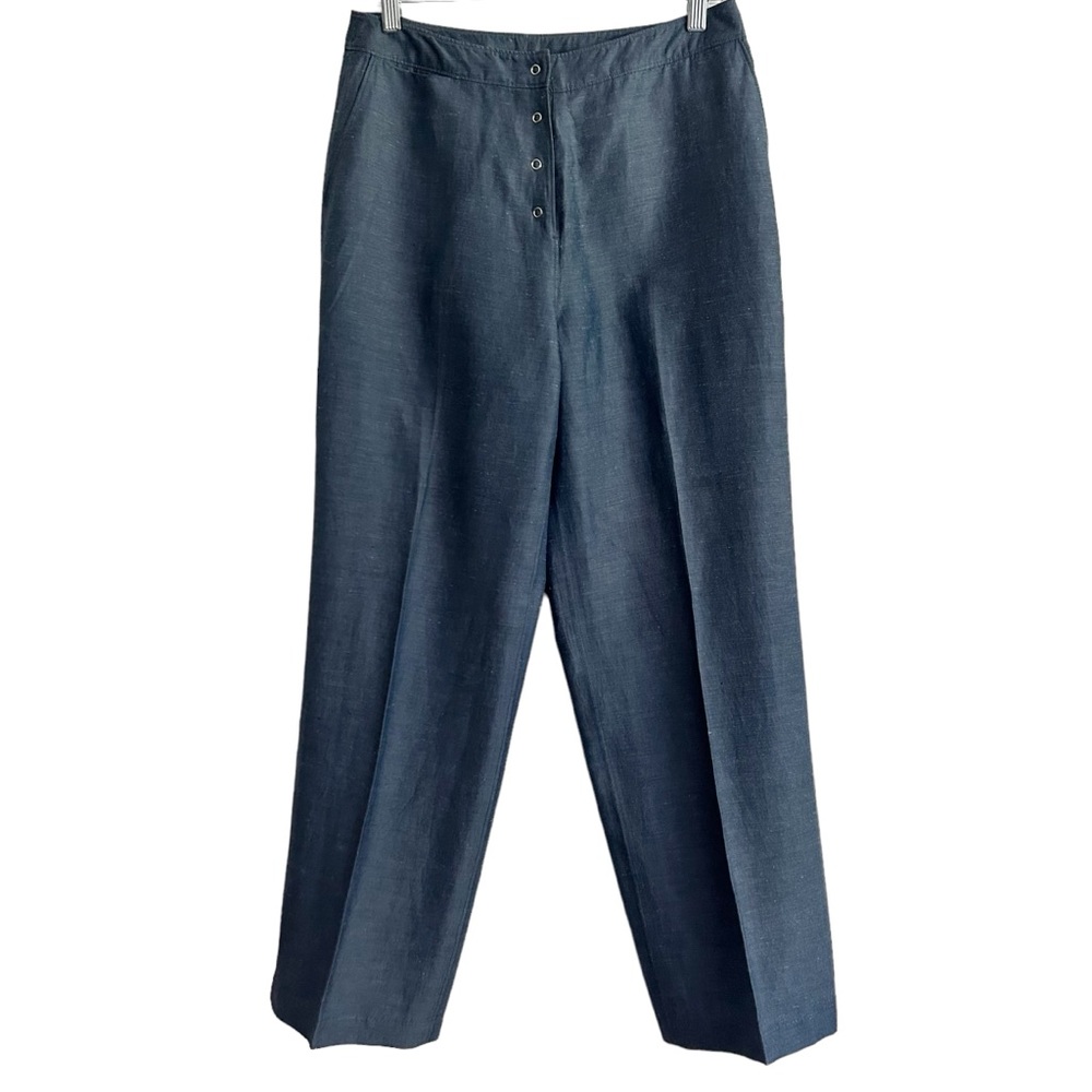 Via Seta Denim Blue Silk Linen Pantsuit 10 Epc View 6